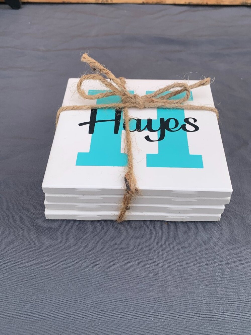 Home decor MONOGRAMMED "H" HAYES tiles, coasters, personalized 4.25" x 4.25"